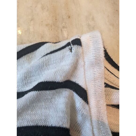 Chico's Blouse Women's Large Size 2 Black and White Cotton Blend Roll Sleeve - Picture 10 of 11